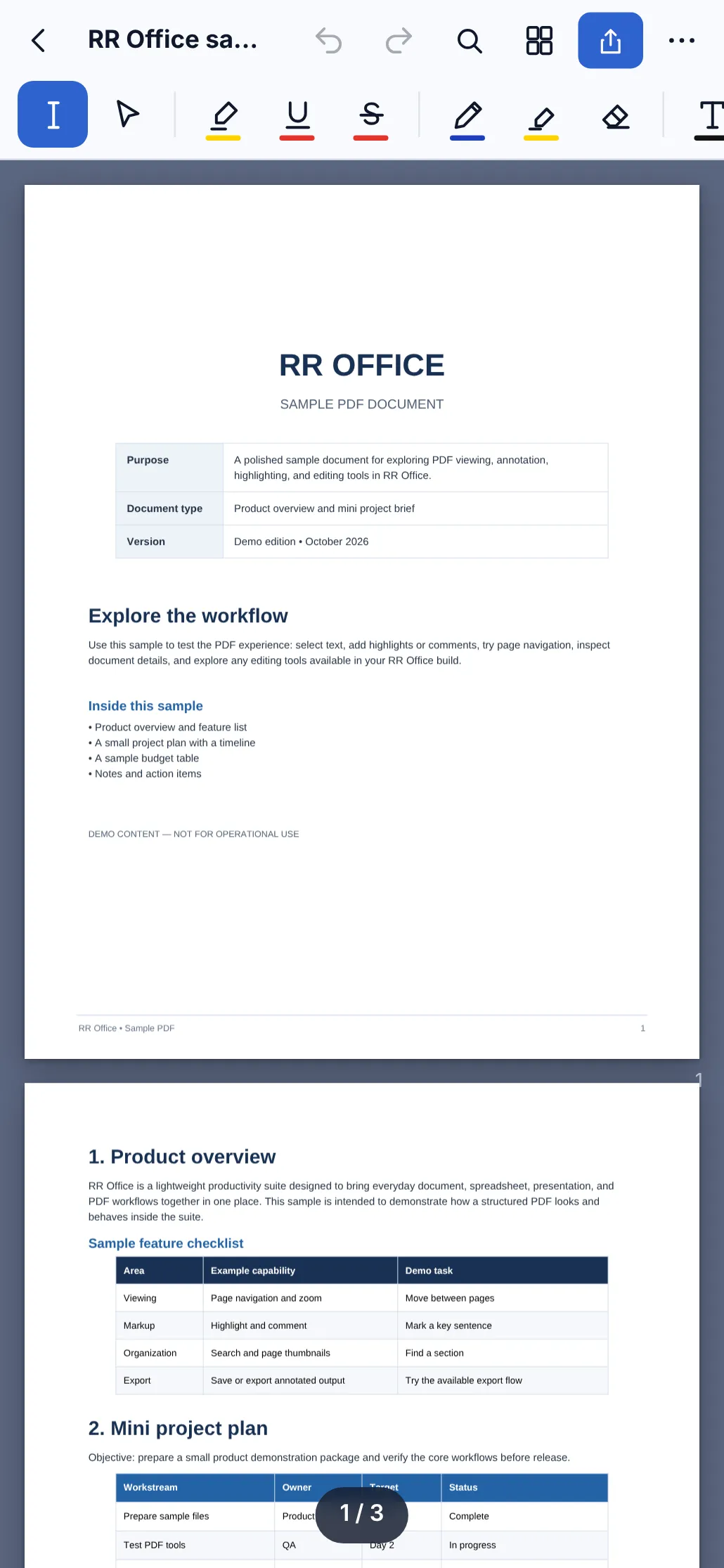 The PDF on an Android phone
