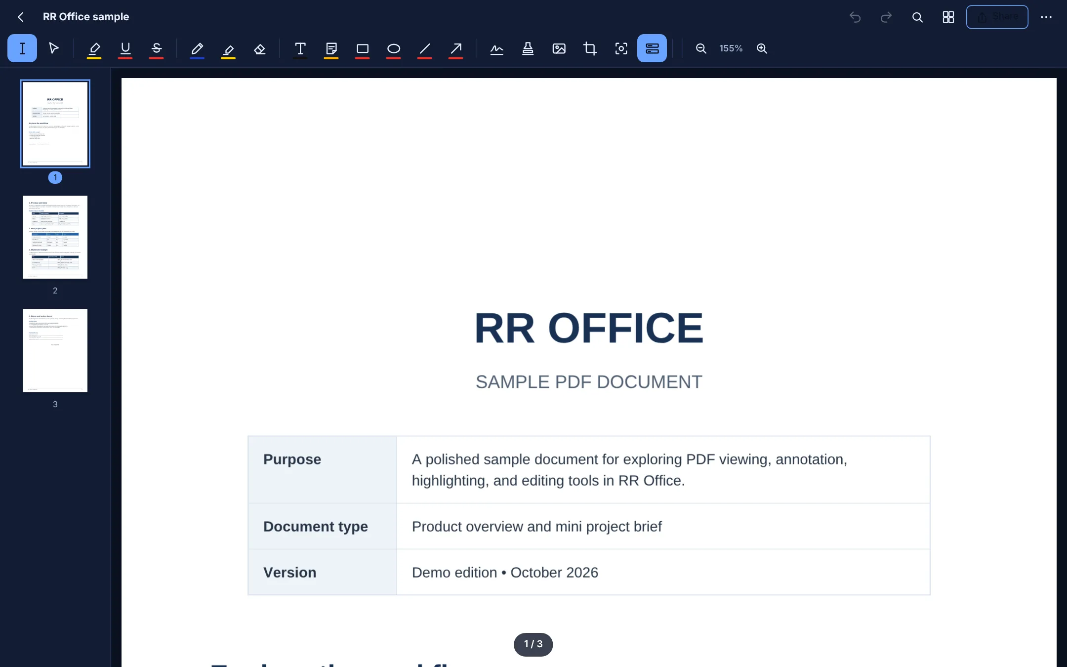 The same PDF in dark mode on Windows